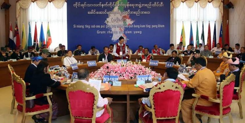 Ethnic armed groups during the first Panghsang Summit in May of last year. (Photo – Irrawaddy)