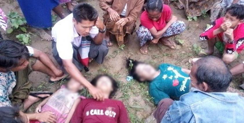 ကျောက်ဖြူမြို့နယ်၊ ကုလားဘာကျေးရွာမှ ရေနစ်သေဆုံးသွားသည့် မိသားစုသုံးဦးကိုတွေ့ရစဉ်။