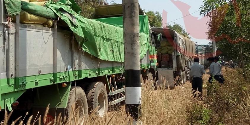 Seized trucks with illegal logs