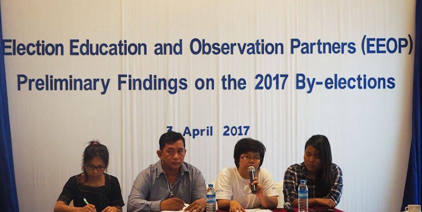 Representatives of EEOP pictured at a press conference in Yangon on 3 April 2017. (PHOTO: Ben Dunant/ Mizzima)
