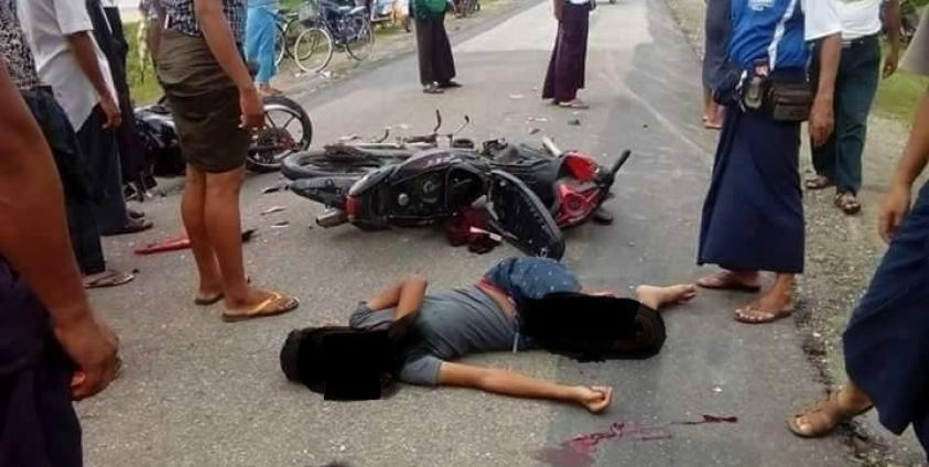 ဆိုင်ကယ်တိုက်ပြီး တွေ့ရသည့် မြင်ကွင်း/ Photo- Saw Moe Kyaw