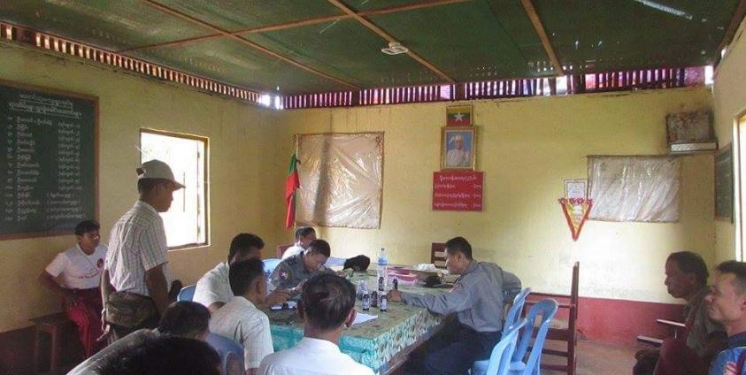 Members of the organizing committee met with police at the Taung Bon Village administrative office to secure approval for the commemorative marches. (Photo – MNA)