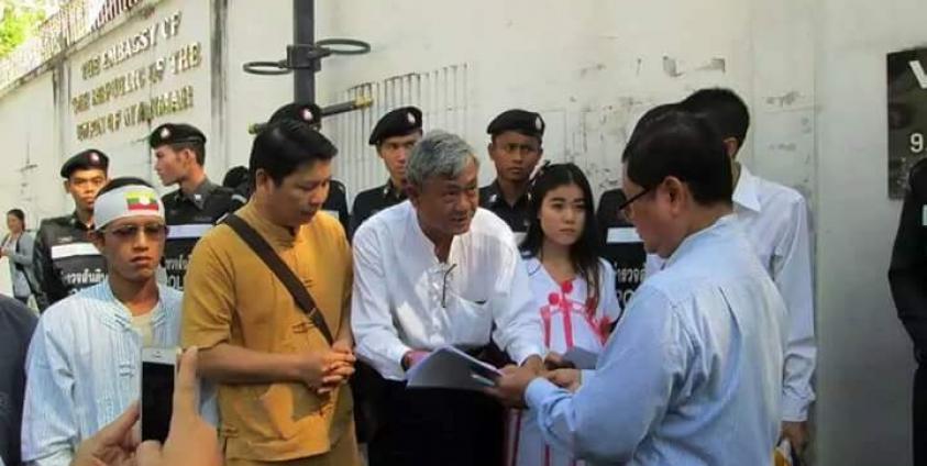 Burma’s embassy representatives handling documents containing requests (Photo: TACDB)