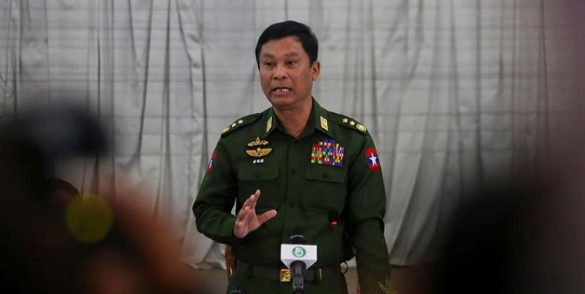 Home Affairs Minister Lt-Gen Kyaw Swe speaks during a press conference in Yangon on 25 February 2017. Photo: Thet Ko/Mizzima