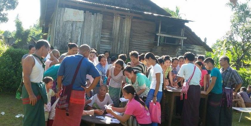 A civil society organization conducting voter education in Khale Village in Kyain Seikgyi Township in Karen State.