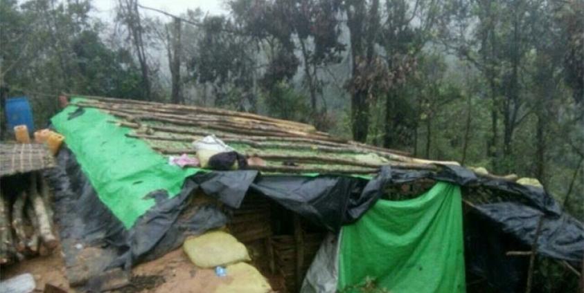 (File) Makeshift huts used for living in Mayu Mountains in the Buthidaung-Maungtaw area in Rakhine State. Photo: State Counsellor Office Information Committee