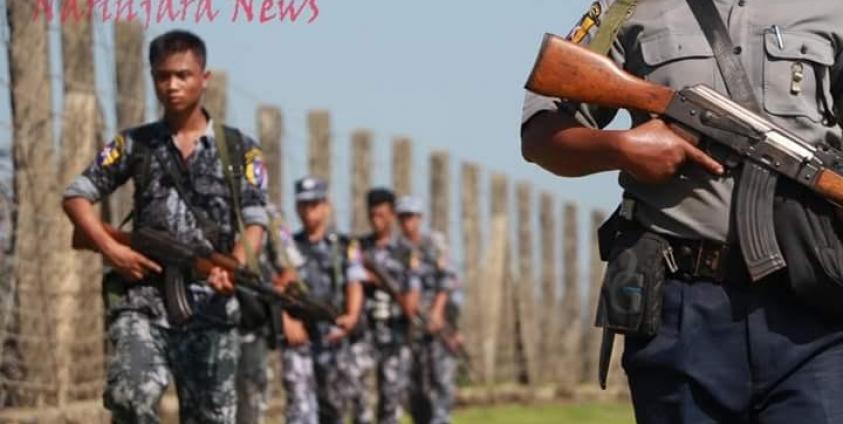 ( ၉/၁၀ တိုက်ခိုက်မှု ဖြစ်ပွားပြီးနောက် နယ်စပ်တွင် ကင်းလှည့်နေသော နယ်ခြားစောင့်တပ်ဖွဲ့ဝင်များ/ ဓာတ်ပုံ- ဖိုးထူး)