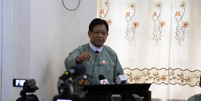 U Tin Aye, Chairman of the Union Electoral Commission (UEC), speaks during a press conference in Yangon on 22 July, 2015. Photo: Thet Ko/Mizzima