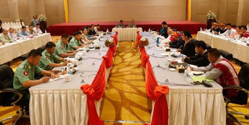 The Joint Implementation Coordination Meeting (JICM) and the second Panglong conference held in Nay Pyi Taw on Monday. Photo: Myanmar State Counsellor Office