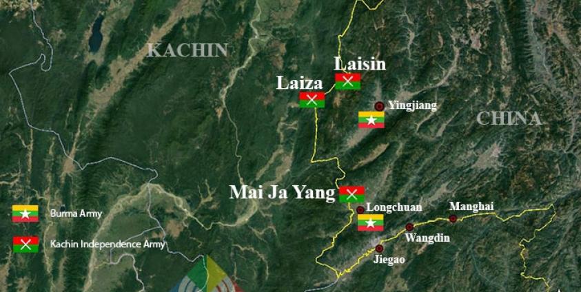 Location of KIA and Burma Army bases near to the the Chinese border in Kachin State
