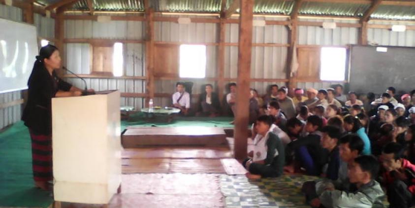 The ruling Union Solidarity and Development Party holds a campaign rally in Shan State's Mantong Township.