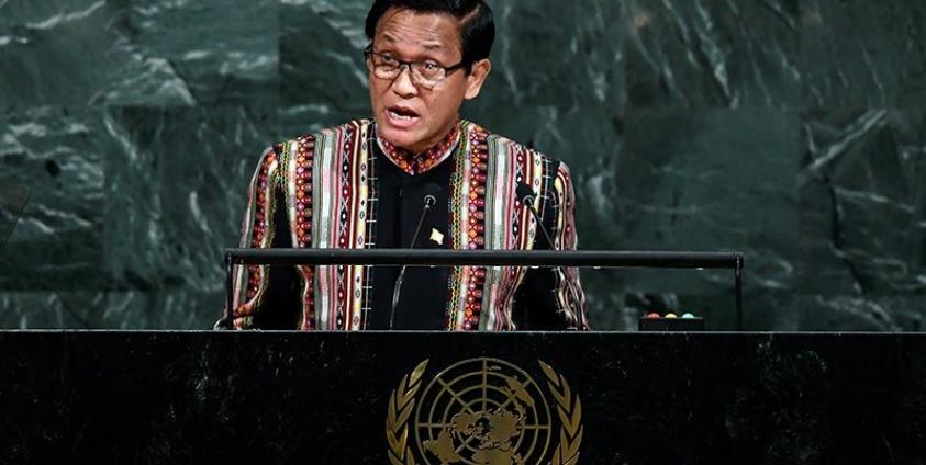 Myanmar's Vice President Henry Van Thio addresses the 72nd Session of the United Nations General assembly at the UN headquarters in New York on September 20, 2017. Photo: Jewel Samad/AFP