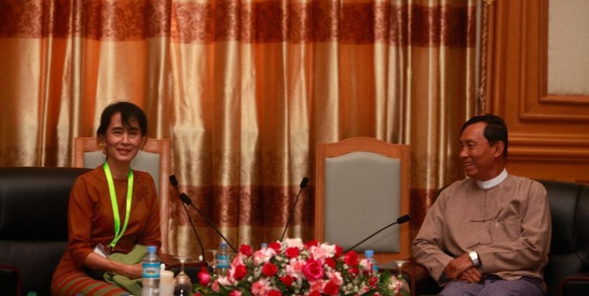 Archive photos of Daw Aung San Suu Kyi meets with Myanmar Parliament Speaker Thura U Shwe Mann in Nay Pyi Taw on December 23, 2011. Photo: Mizzima