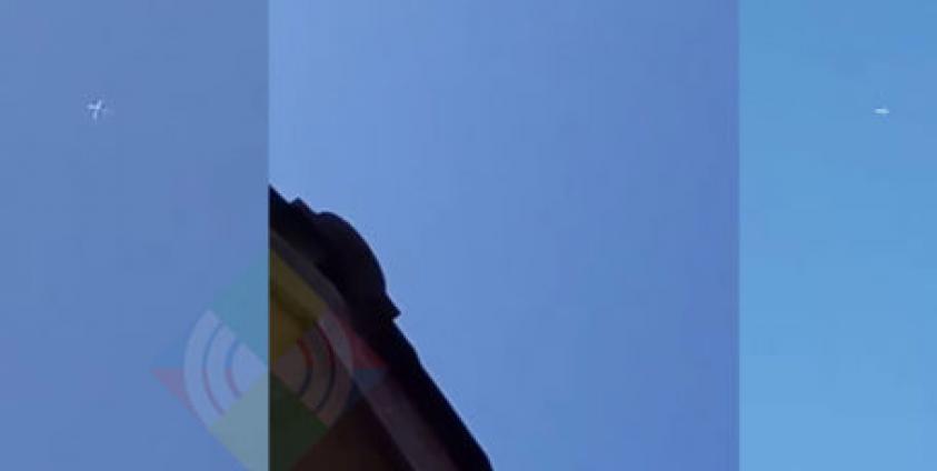 A warplane flew over the KIO headquarters’ sky on Jan. 7, 2020.