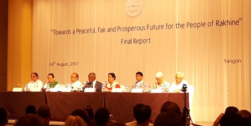 ရခိုင်ပြည်နယ်ဆိုင်ရာ အကြံပေးကော်မရှင်၏ အပြီးသတ်အစီရင်ခံစာ သတင်းမီဒီယာရှင်းလင်းပွဲ(photo: MNA)