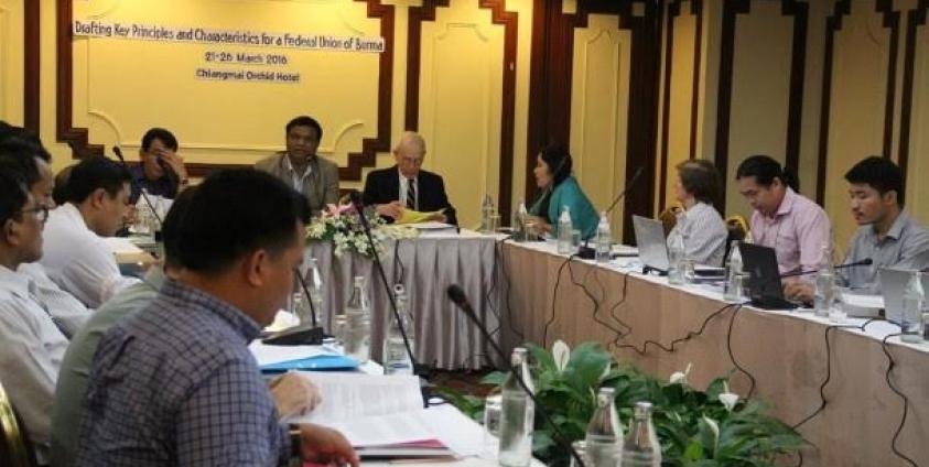 ဖက်ဒရယ်ပြည်ထောင်စု အခြေခံမူကြမ်းရေးဆွဲခြင်း အလုပ်ရုံဆွေးနွေးပွဲ(Picture-ဧရာဝတီ)