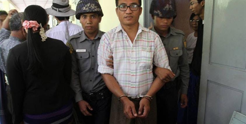 U Gambira at a court in Maha Aungmye Township on 30 March 2016. Photo: Bo Bo/Mizzima