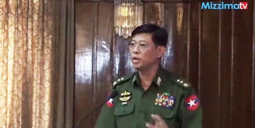Lt-Gen Mya Tun Oo talks to media at a press conference in Yangon, Myanmar on 20 July 2016.