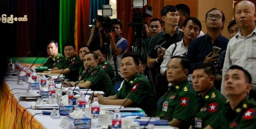 Tatmadaw Information Committee at meeting. Photo: Min Min/Mizzima