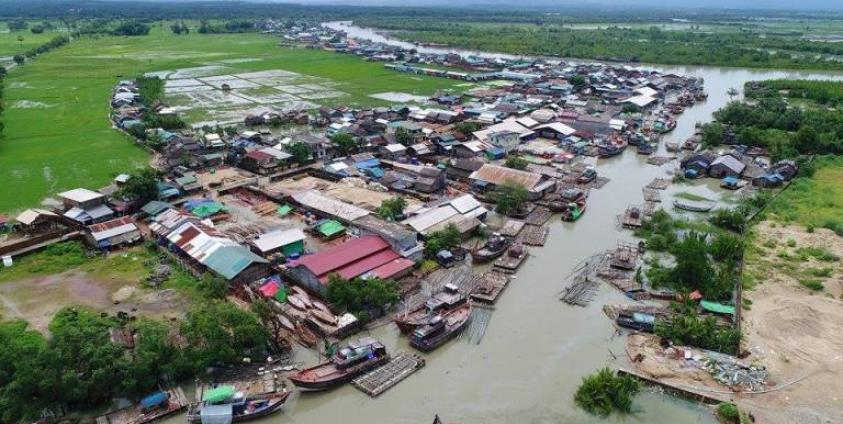 AhBaw Kyar Than Village lying along the river with new and old fishing boats (Photo: Aung Nang Win)