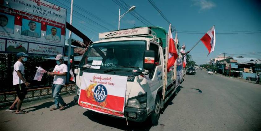 ၂၀၂၀ ရွေးကောက်ပွဲတွင် ရခိုင်အမျိုးသားပါတီမှ မဲဆွယ်စည်းရုံးခဲ့စဉ်။