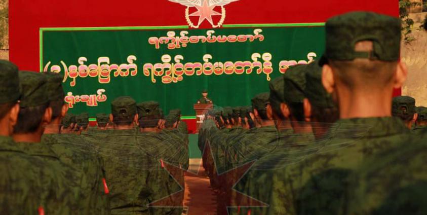 ရက္ခိုင့်တပ်တော် (AA)၏ ၉ နှစ်မြောက် နှစ်ပတ်လည်နေ့တွင် တပ်ဖွဲ့ဝင်အချိုအား တွေ့ရစဉ်။ ဓာတ်ပုံ - AA