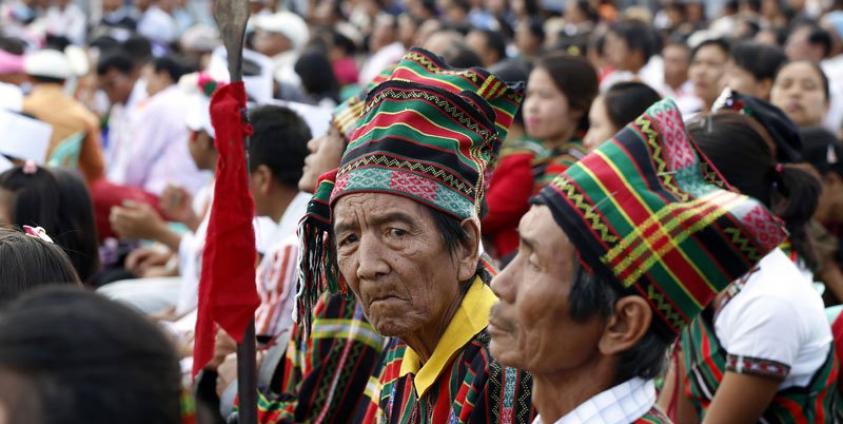 An elderly Chin man attends the Khuado festival in Tedim township, Chin State, Myanmar, 15 October 2016. Photo: Nyein Chan Naing/EPA