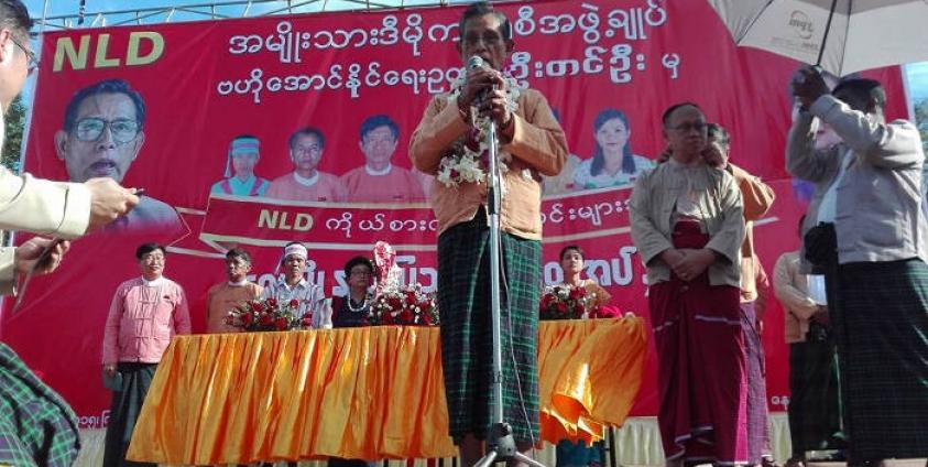 U Tin Oo campaigning in Mon State