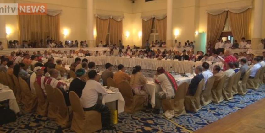 National Reconciliation, which agreed to start a parallel framework for political dialogue process, held at Rangoon’s Inya Lake Hotel, 9 May 2015. (Photo: mitv)