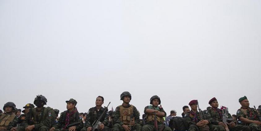 Soldiers of the Democratic Karen Benevolent Army (DKBA) attend the 70th anniversary of Karen National Revolution Day 31 January 2019. photo - EPA