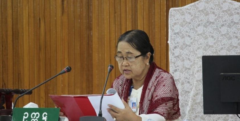 Mon State Hluttaw Speaker Daw Tin Ei (Photo: MNA)