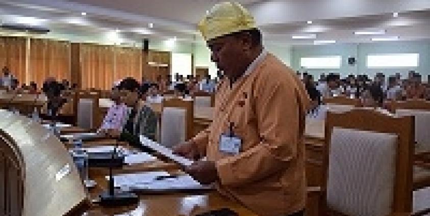  U Chit Tin, Mon State Hluttaw MP from Ye constituency 2, submitted a proposal on June 7 calling for the government to crackdown on unlicensed quarries. (photo: MNA)