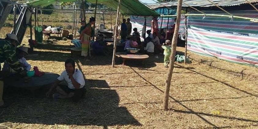 A makeshift refugee camp in Hsipaw Township where the villagers are staying