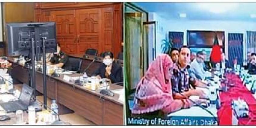 မွတ်ဆလင်များ ပြန်လည်လက်ခံရေး မြန်မာ-ဘင်္ဂလားဒေ့ရှ်တို့ ဇွန်လ ၁၄ ရက်နေ့က ဆွေးနွေးကြစဉ်။ (ဓာတ်ပုံ-MOI)