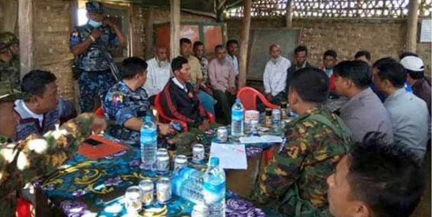 The investigation team led by the Buthidaung Township general administrator visits Gutar Pyin village in February. (Photo - Information Committee)