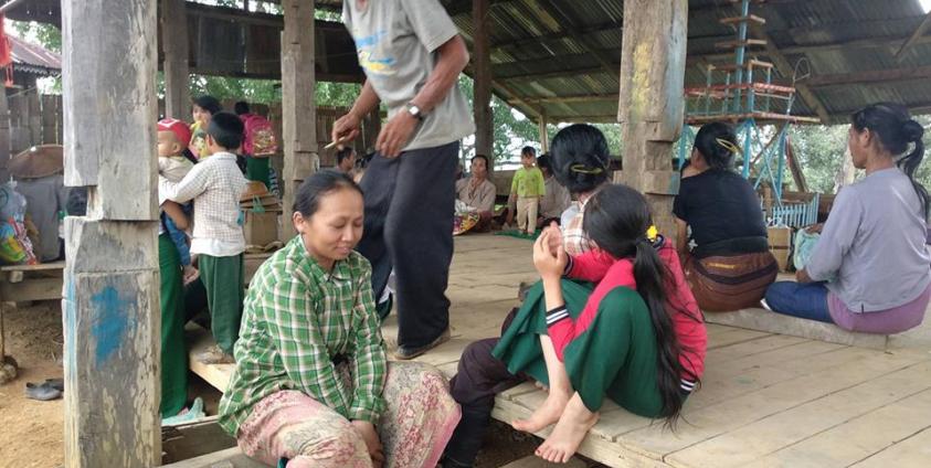 Rural residents seek shelter at Oak Su Monastery due to the Tatmadaw’s military offensives against the RCSS/SSA base in Mong Kung Township (Photo: SSM)