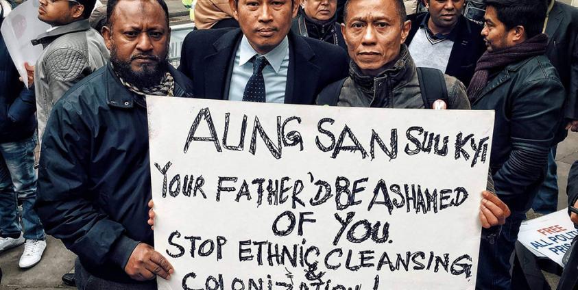 Kachin and Rohingya minorities in Burma jointly demonstrated against Burmese leaders on May 8, 2017.