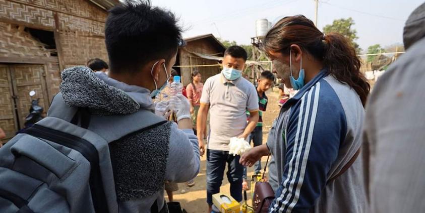 KsC19PN volunteers reached at Maina RC (Roman Catholic) camp in Waingmaw township, Kachin State, northern Burma on April 6, 2020. Photo: KsC19PN