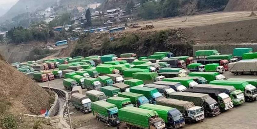 Kambaiti truck station on China-Burma border in Kachin State.
