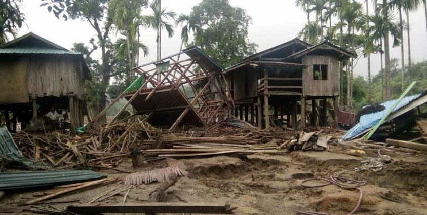 Khami villages that have been damaged by the flood (Photo – Ko Ingar Aung)