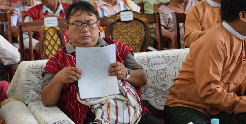 KNPP အထွေထွေအတွင်းရေးမှူး ဦးရွှေမျိုးသန့် အခမ်းအနားတက်ရောက်စဉ်(photo: MNA)