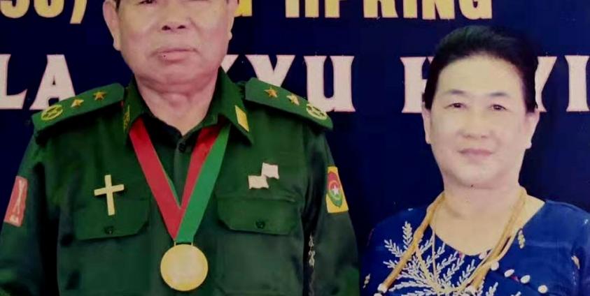 KIO leader Gen Nban La and wife at the family prayer in Laiza on August 4, 2019
