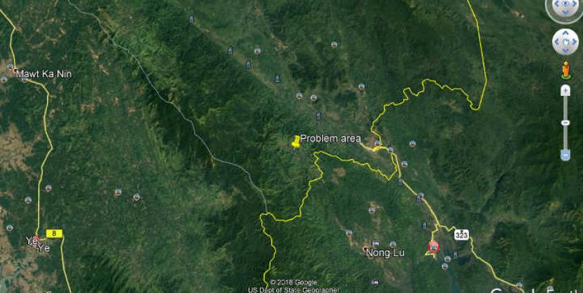 ပဋိပက္ခဖြစ်ပွားခဲ့သည့် ဗလဲ့ဒွန်ဖိုက်နှင့် ထီးဝါးဒို့ရွာအစပ် လမ်း ၃ ခွနေရာ (MNA)