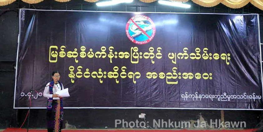 Ja Hkawn, Kachin activist at Yangon event on April 1, 2019