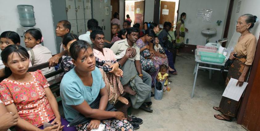 Burmese refugees waiting to see a doctor at the Mae Tao clinic in the Thai-Myanmar border city of Mae Sot, Tak province, in north west Thailand. Photo: Narong Sangnak/EPA