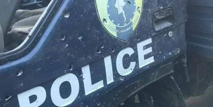 A vehicle of security forces is seen after it was attacked by a mine in Maungdaw Township in 2019. (Photo_Cha Lu Aung)