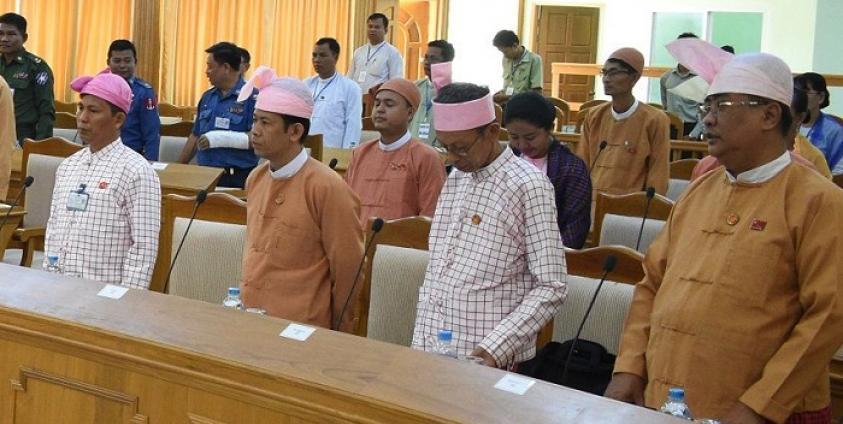 The Mon State’s Minister of Electricity, Energy and Industry U Min Htin Aung Han (right corner) (Photo – MNA)