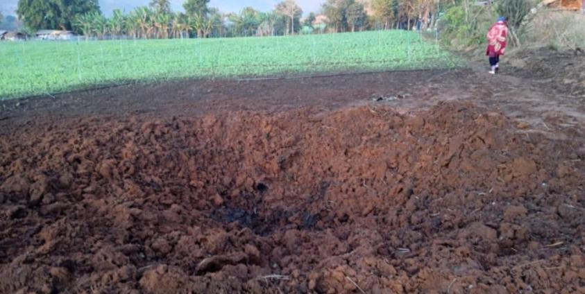 ဇန်နဝါရီလ ၂၂ ရက်နေ့ မနက်က ပေါင် ၅၀၀ ဗုံး ကျရောက်ပေါက်ကွဲတဲ့နေရာကို တွေ့ရစဉ်။