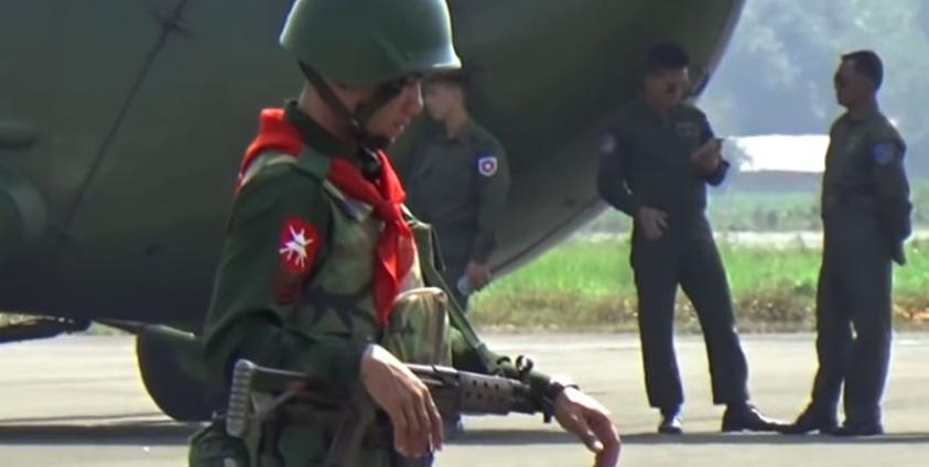A soldier from the Tatmadaw who has been served for security of the vice president during his trip in Arakan State.