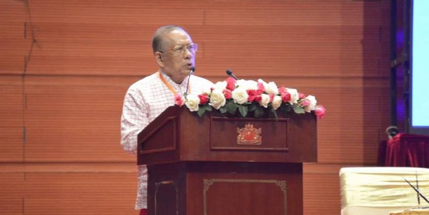 မွန်ပြည်သစ်ပါတီ ဥက္ကဌ နိုင်ထောမွန် မိန့်ခွန်းပြောကြားစဉ်(photo: MNA)